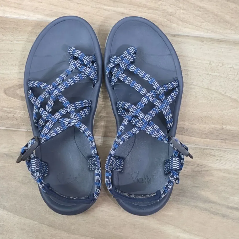 Viakix Siena Women's Hiking Walking Sport Strappy Sandals Blue Gray Size 6